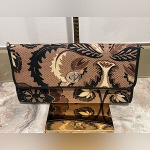 Spartina  449 Paisley Turnlock Clutch/crossbody Linen/leather